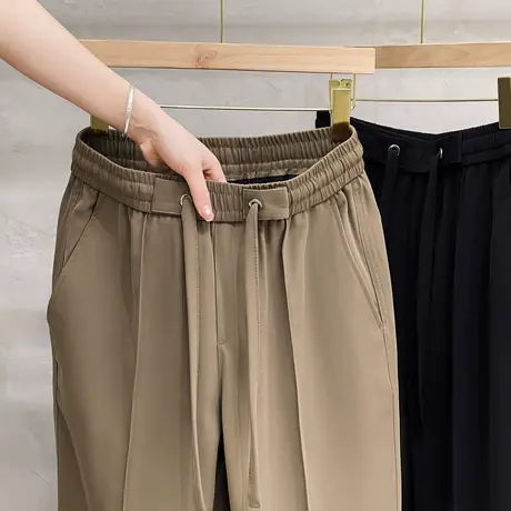 轻熟风夏季冰爽垂感抗皱西裤男九分裤直筒宽松长裤男士商务休闲裤商品大图