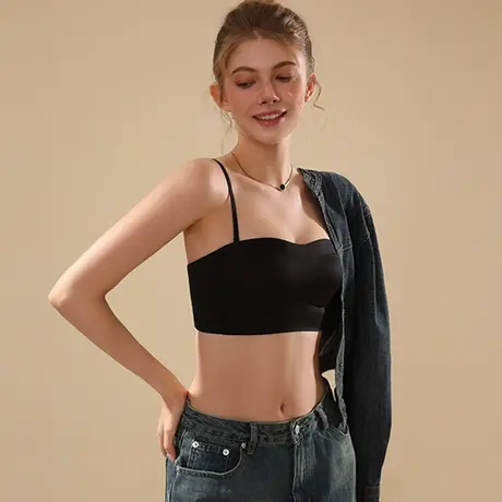 抹胸内衣女小胸聚拢2025新款薄款无钢圈防走光bra细肩带无痕文胸商品大图