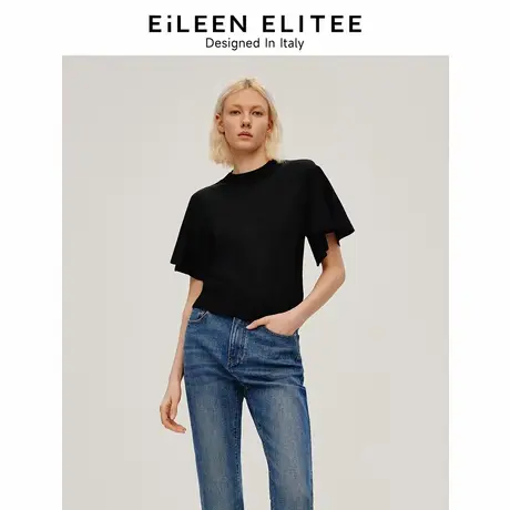朗姿欧洲EiLEEN ELITEE设计感短袖上衣薄款毛针织衫2024夏季新款图片