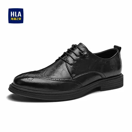 HLA/海澜之家男鞋父亲鞋春秋商务正装布洛克鞋结婚皮鞋尖头皮鞋商品大图
