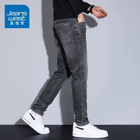 KZ真维斯男士牛仔裤2025新款直筒小脚修身长裤子美式复古春秋男裤商品大图