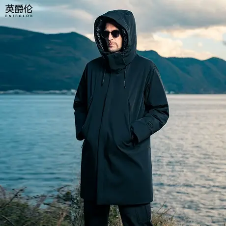 英爵伦轻奢大朵白鹅绒羽绒服中长款男士户外连帽防风精英极寒外套商品大图