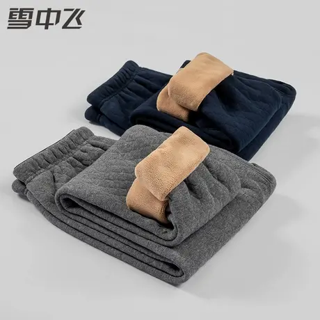 中老年人纯棉秋裤男三层夹棉加厚全棉单件打底裤保暖裤线裤男秋冬商品大图