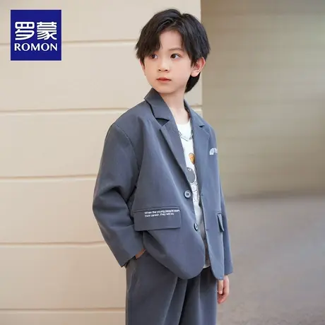 罗蒙男童西装三件套春季2024新款宝宝洋气韩范休闲时尚小西装套装图片