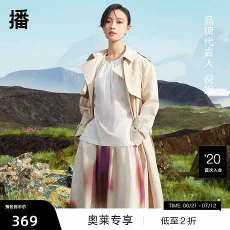 【清仓】播春新品商场同款倪妮明星同款简约气质宽松长款风衣BDQ1图片