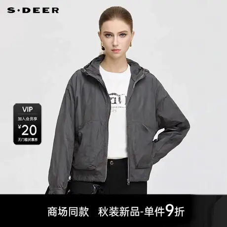 【商场同款】sdeer圣迪奥女户外休闲立领落肩袖挎包外套S25382203图片