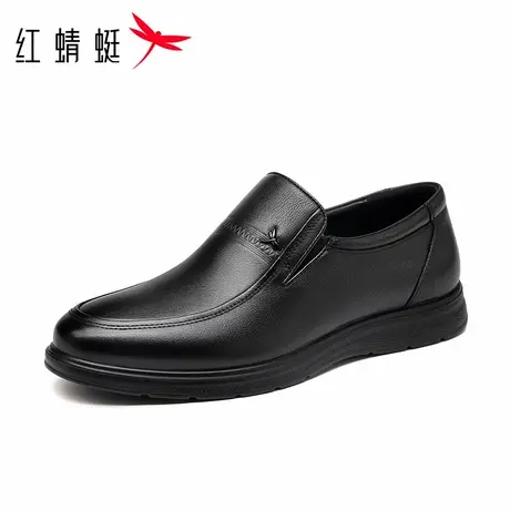 红蜻蜓男鞋厚底皮鞋男款一脚蹬商务休闲鞋子秋季真皮中老年爸爸鞋商品大图