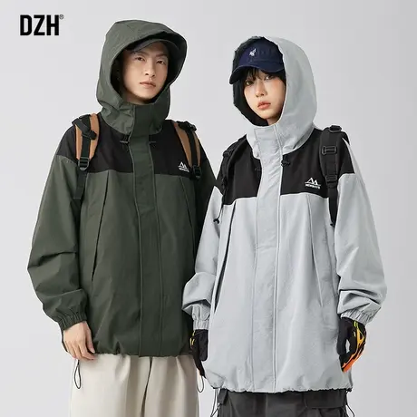 情侣防风冲锋衣外套男秋季潮高级感男装2023新款工装户外登山夹克商品大图