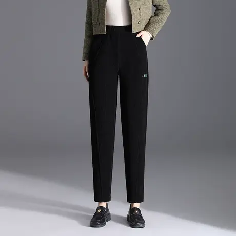 加厚哈伦裤女秋冬季加绒宽松妈妈长裤2023新款松紧高腰显瘦休闲裤商品大图