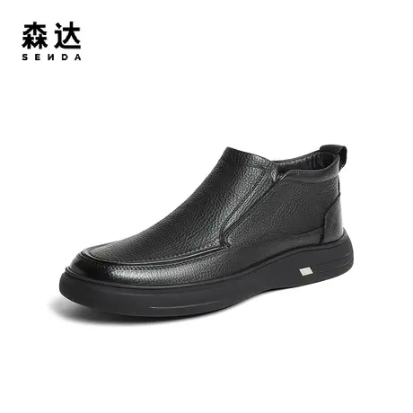 森达休闲皮鞋男2023冬季新款商场同款简约套脚商务鞋1LQ02DM3商品大图