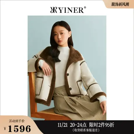 YINER音儿专选女装冬季保暖立领羊毛混纺毛呢外套商品大图