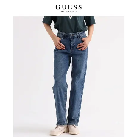 GUESS款秋女士美式街头高腰复古休闲百搭直筒牛仔裤YN3D9155图片