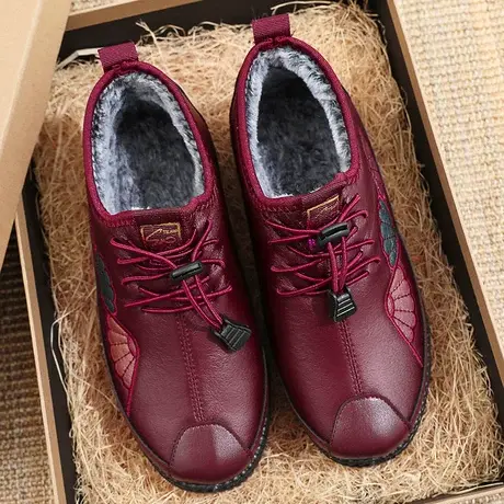 老北京布鞋女冬季防滑中老年保暖棉鞋软底加绒老人鞋奶奶棉靴防水商品大图