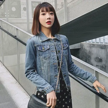 牛仔外套女春秋短款修身韩版新款显瘦长袖牛仔服上衣大码怀旧商品大图