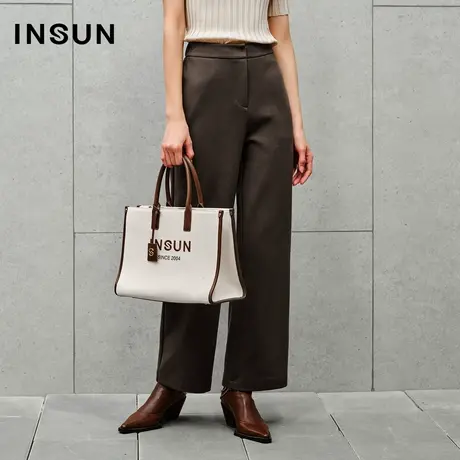 INSUN恩裳线上专选秋季弹力直筒抗皱休闲裤图片