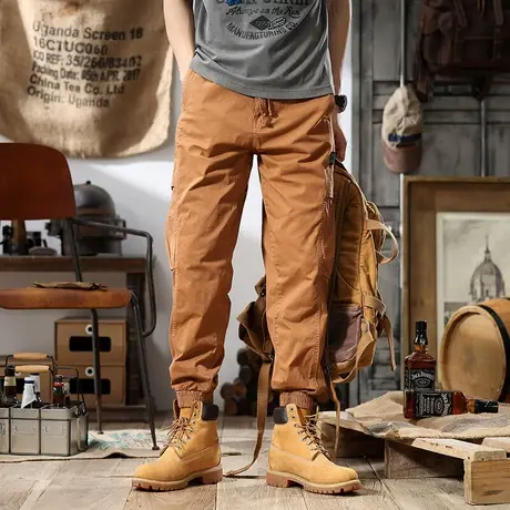 Modi Nick/摩帝尼克纯色男士百搭潮流工装裤纯棉多口袋工装裤子男商品大图