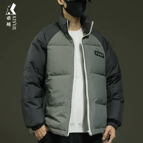 冬季保暖加厚立领棉衣男插肩袖潮牌美式宽松大码男士羽绒棉服外套图片
