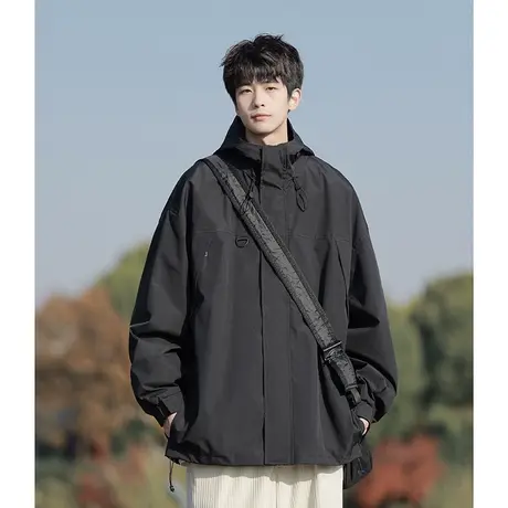 日系防风黑色冲锋衣外套男春秋潮牌户外机能工装男生风衣夹克男款商品大图