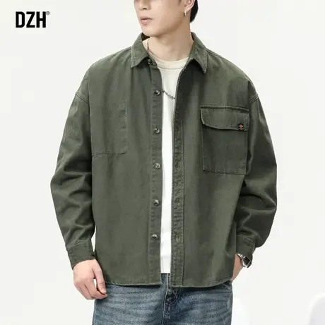 男士工装衬衫男长袖外套春秋潮牌男装2024年新款秋装上衣休闲衬衣商品大图