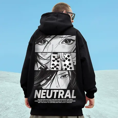 日系潮牌动漫连帽卫衣男潮oversize潮流大码情侣装ins港风外套秋商品大图