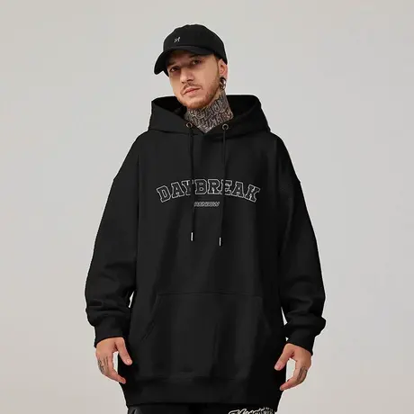 2025新款美式潮牌胖子男装连帽宽松上衣加肥大码字母卫衣春秋冬季商品大图