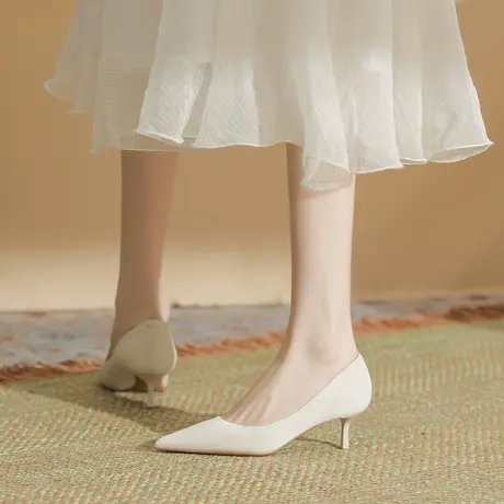 法式气质时尚高跟鞋女细跟2024年春季新款不累脚细跟尖头职业单鞋图片