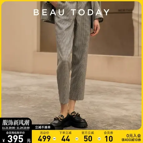 BeauToday平底单鞋女2024新款秋冬工作鞋女BT黑色皮鞋秋季女鞋子商品大图