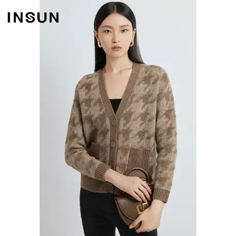 INSUN恩裳奥莱秋季牦牛绒羊毛针织衫开衫商品大图