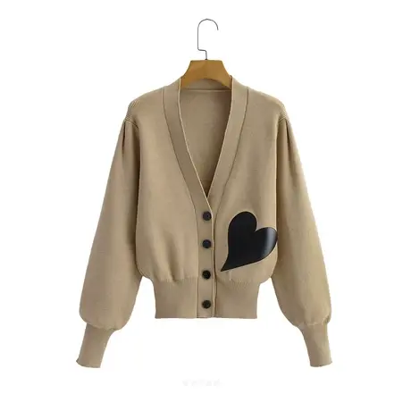 【直播】粉红大布娃娃复古气质V领针织开衫商品大图