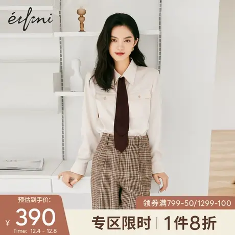 伊芙丽飘带领内搭衬衫女2021冬季新款工装风百搭气质设计感小上衣图片
