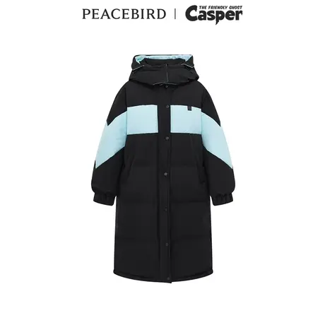 【商场同款】太平鸟女装CASPER联名新款撞色长款羽绒服A3ACD4555商品大图