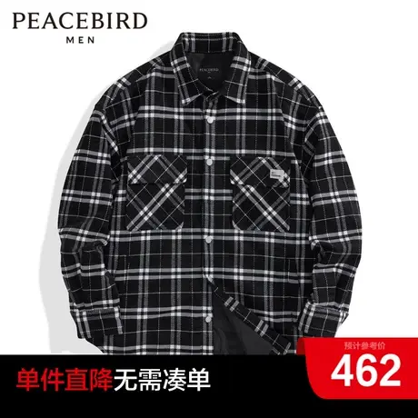 太平鸟男装奥莱 外穿式衬衫男士时尚格纹衬衫商品大图