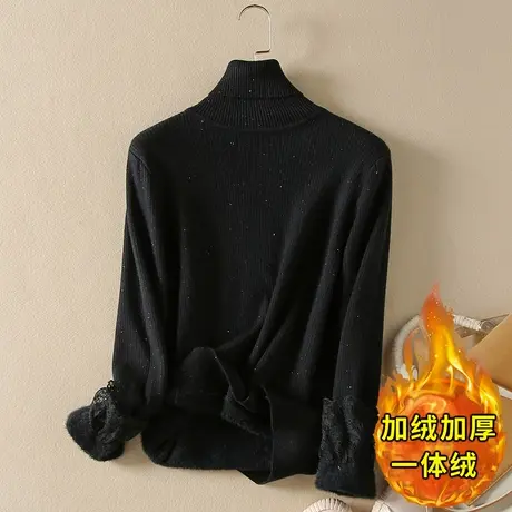 加绒加厚打底衫女士秋冬内搭2023年新款洋气一体绒保暖高领毛衣女商品大图
