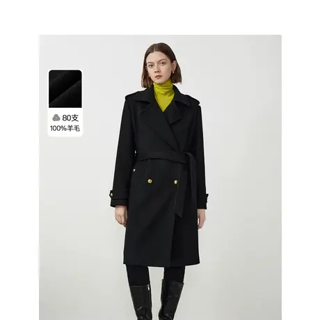 【意大利设计】朗姿纯羊毛复古气质正肩毛呢外套女2023年冬季新款图片