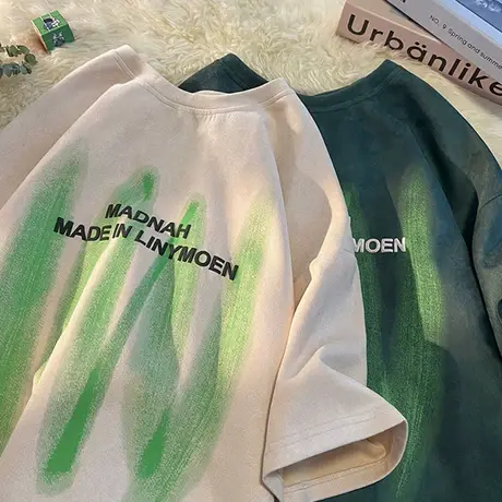 2023夏季新款立体字母短袖T恤男纯棉宽松情侣潮流圆领半袖体恤衫商品大图