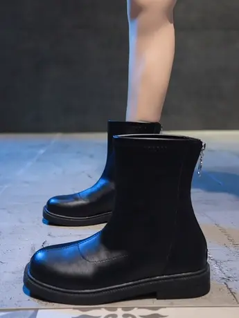 软底马丁靴女ins潮2023年春秋新款网红单靴短筒瘦瘦靴复古平底靴商品大图