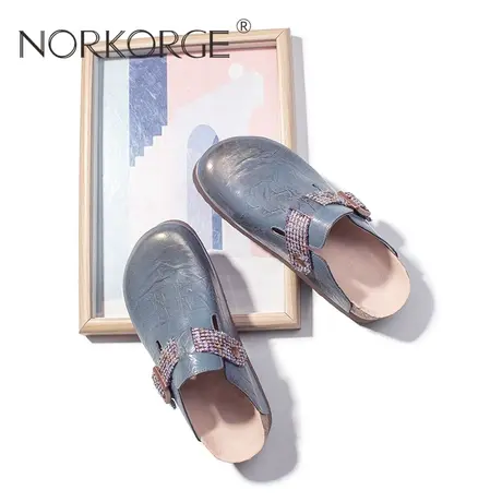 文艺蓝金色勃肯鞋拖鞋商品大图