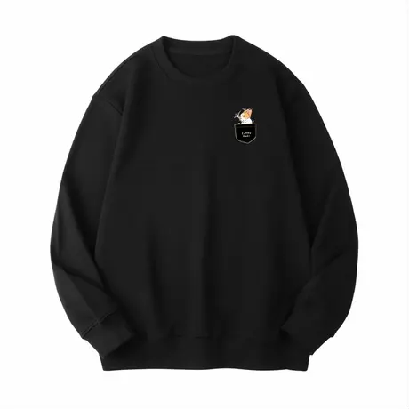 Ohlyah口袋小狗胸花卫衣男圆领美式2023秋新款宽松学生青少年外套图片