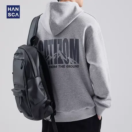 hansca美式卫衣男2023新款秋冬重磅青少年帽衫外套宽松连帽上衣男商品大图