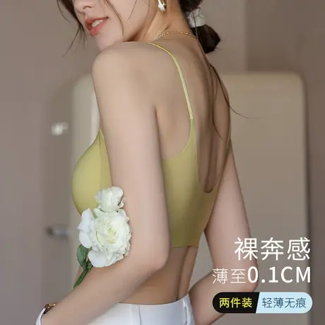 美背内衣女薄款小胸聚拢防下垂隐形抹胸夏季运动无痕背心式文胸罩商品大图
