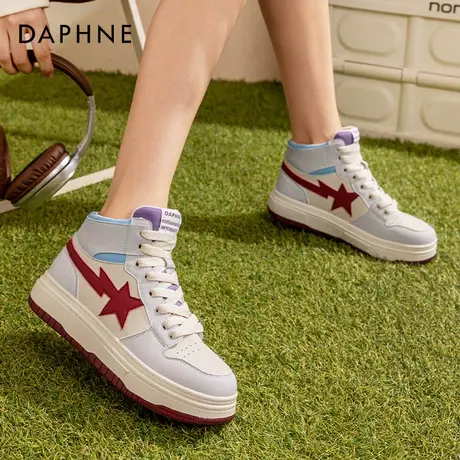 达芙妮星星高帮鞋女2023秋新款女鞋厚底轻便运动休闲鞋学生板鞋女商品大图