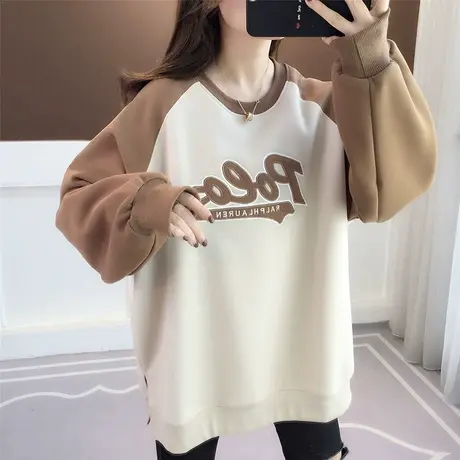 卫衣女2023新款春秋宽松圆领印花中长款t恤叠穿内搭打底衫上衣潮图片
