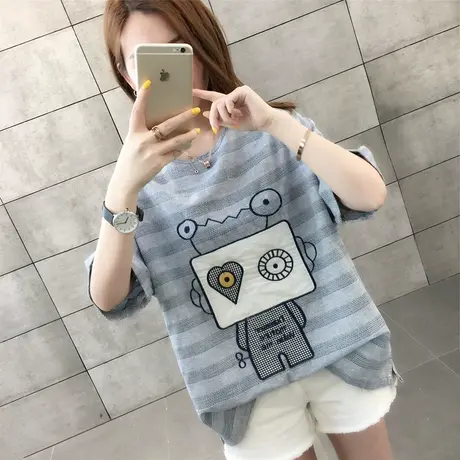 纯棉短袖T恤女装宽松2023年新款秋季洋气中长款设计感打底衫爆款商品大图