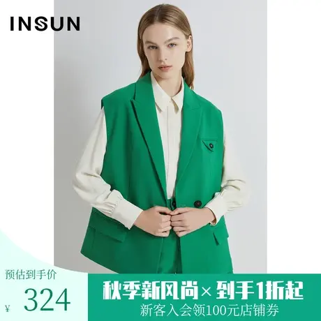 恩裳2023春季新款时尚中性风简洁宽肩西装抗皱易打理马甲图片