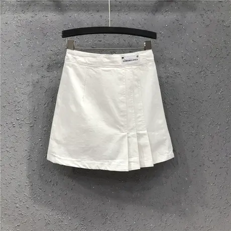 a字牛仔半身裙女春夏新款港味欧货潮时尚简约显瘦百褶包臀短裤裙图片