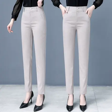 棉麻休闲裤女夏秋季2023年新款高腰九分小脚裤韩版小个子哈伦西裤图片