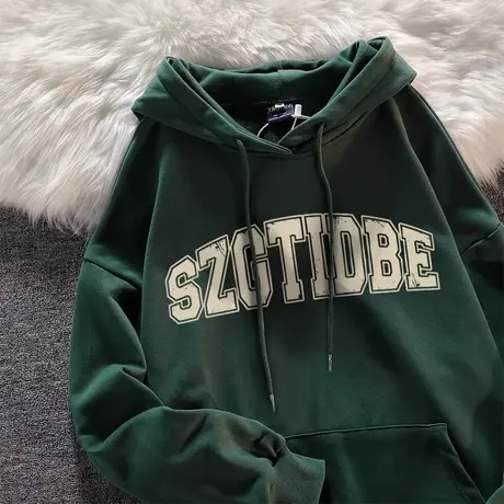 原创小众设计感卫衣女秋冬季加绒加厚ins潮牌宽松大码银狐绒外套图片