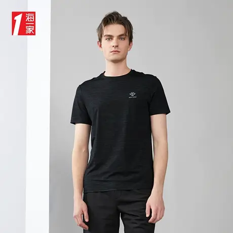 海一家休闲运动短T2023夏季新款轻薄舒适简约印花短袖T恤男商品大图