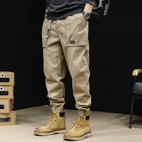美式工装裤男秋冬款潮牌束脚休闲男裤哈伦宽松大码春秋男士裤子商品大图