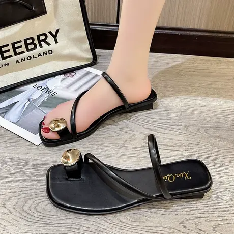 法式设计感小众套趾罗马凉鞋网红爆款套趾拖鞋女夏季外穿粗跟凉拖图片